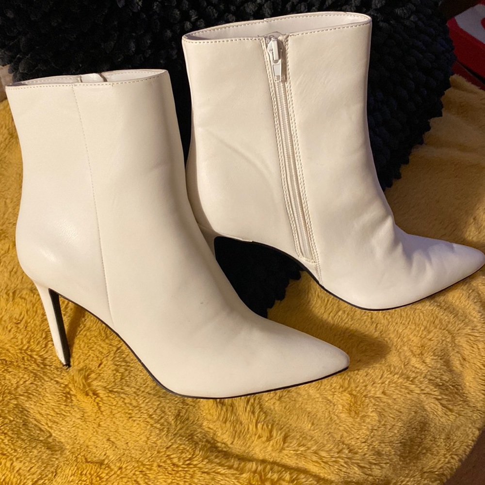 White Pointy Toe 3 inch Ankle Booties